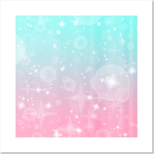Kawaii Magical Cotton Candy Sparkle Pattern Posters and Art